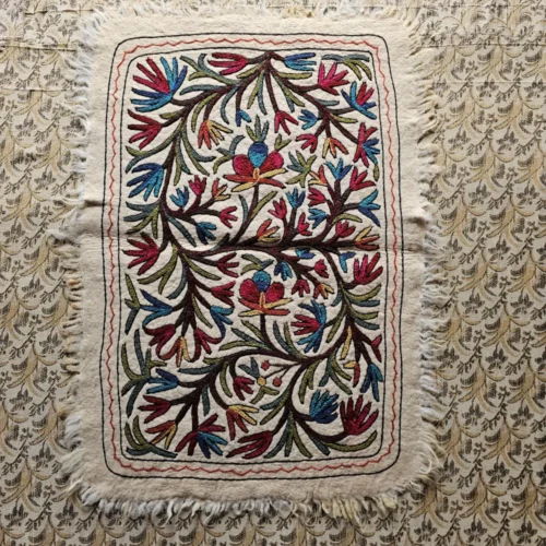 Hand Aari Embroidered Pure Wool Namda - Kashmiri Rug (4x3)
