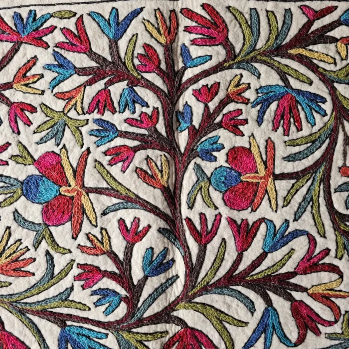 Hand Aari Embroidered Pure Wool Namda - Kashmiri Rug (4x3) - Image 4