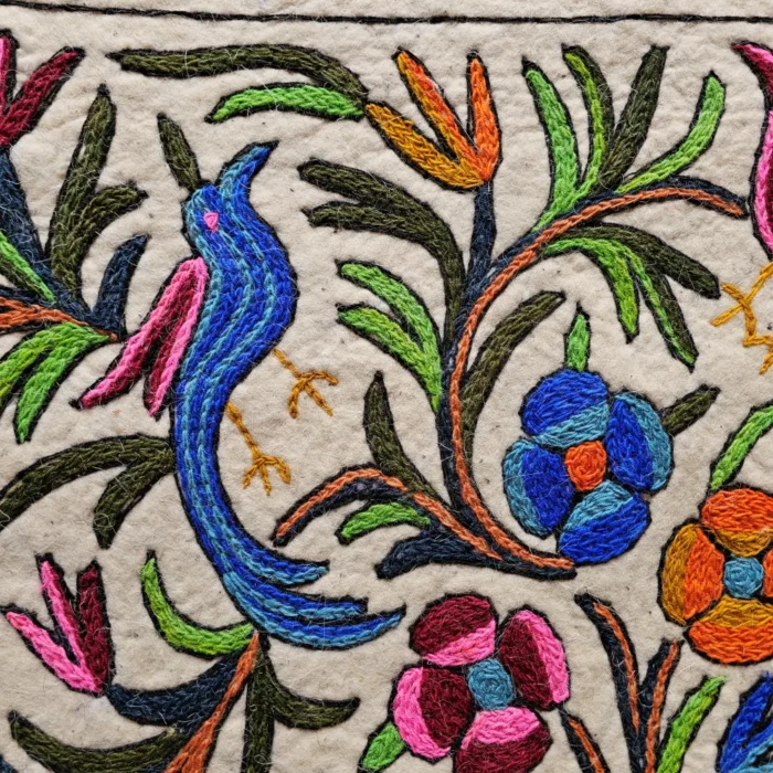 Elegent Kashmiri Hand Aari Embroidered Pure Wool Namda (4x3) - Image 2