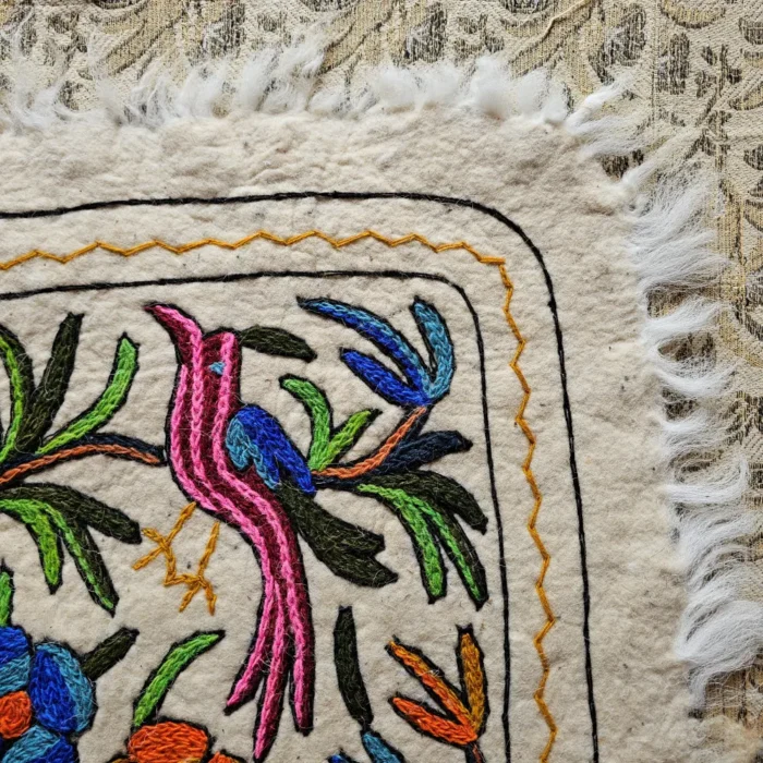 Elegent Kashmiri Hand Aari Embroidered Pure Wool Namda (4x3) - Image 4