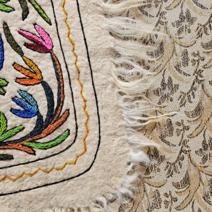Elegent Kashmiri Hand Aari Embroidered Pure Wool Namda (4x3) - Image 6