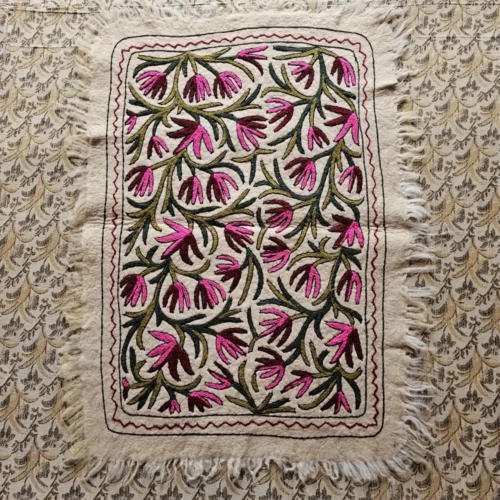 Beautiful Pure Wool Kashmiri Namda with Hand Aari Embroiderey (4x3)