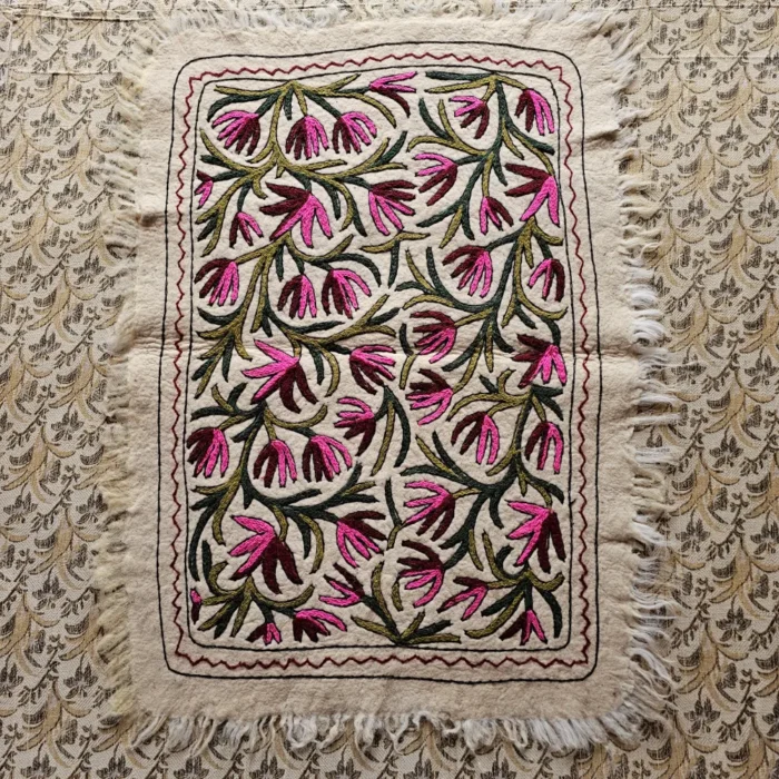 Beautiful Pure Wool Kashmiri Namda with Hand Aari Embroiderey (4x3)