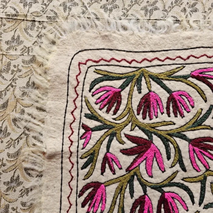 Beautiful Pure Wool Kashmiri Namda with Hand Aari Embroiderey (4x3) - Image 3