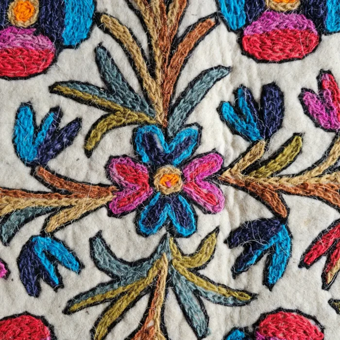 Kashmiri Hand Aari Embroidered Namda in Pure Wool (4x3) - Image 4