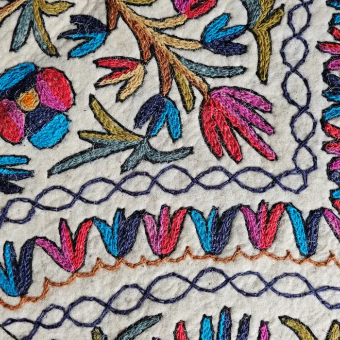 Kashmiri Hand Aari Embroidered Namda in Pure Wool (4x3) - Image 6