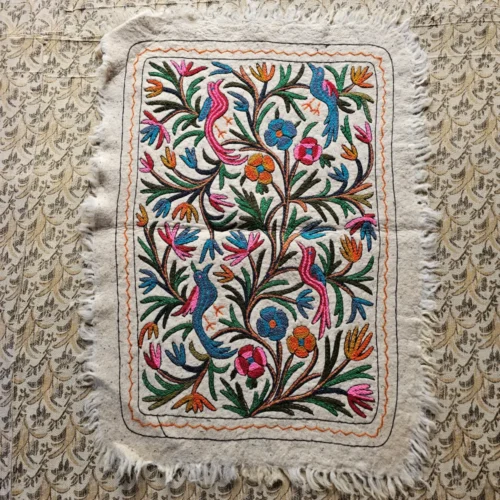 Hand Aari Embroidered Pure Wool Namda from Kashmir