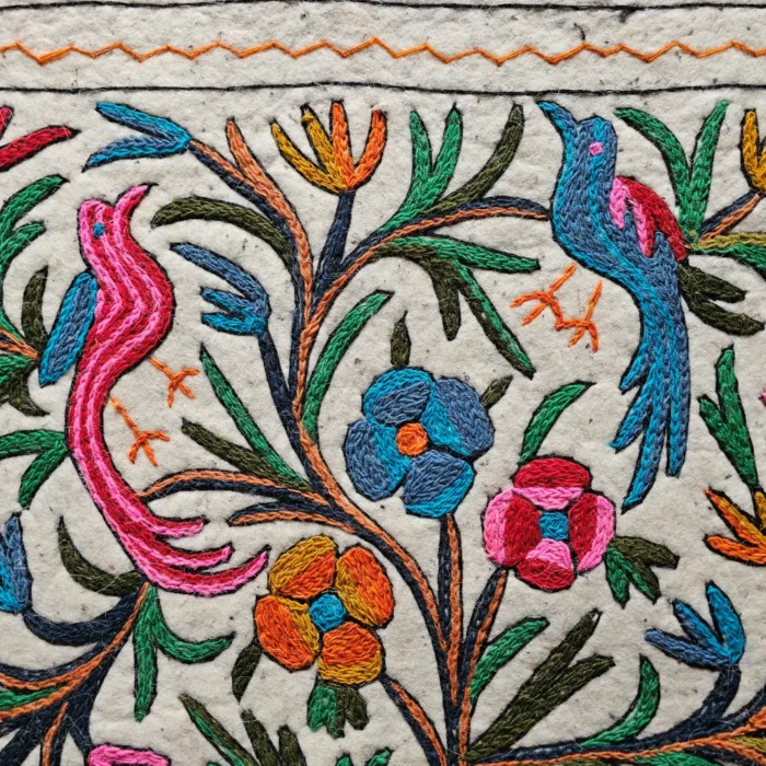 Hand Aari Embroidered Pure Wool Namda from Kashmir - Image 3