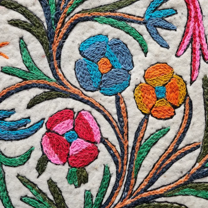 Hand Aari Embroidered Pure Wool Namda from Kashmir - Image 4