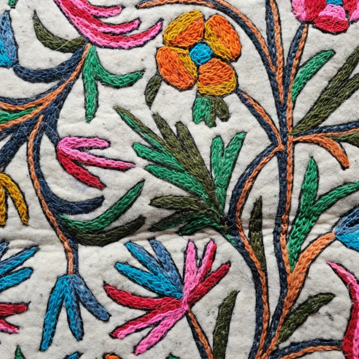 Hand Aari Embroidered Pure Wool Namda from Kashmir - Image 5