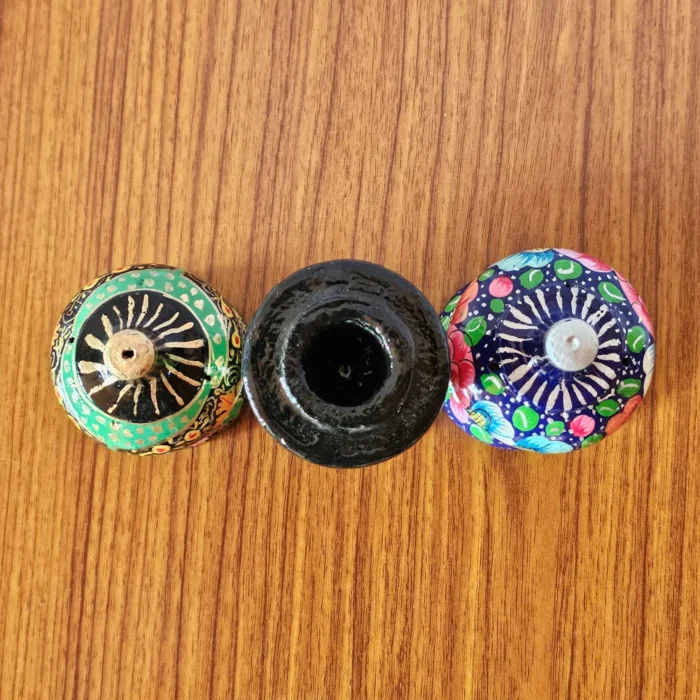 Kashmiri Paper Machie Set – 2 Incense Holders & 1 Candle Stand (Set of 3) - Image 5