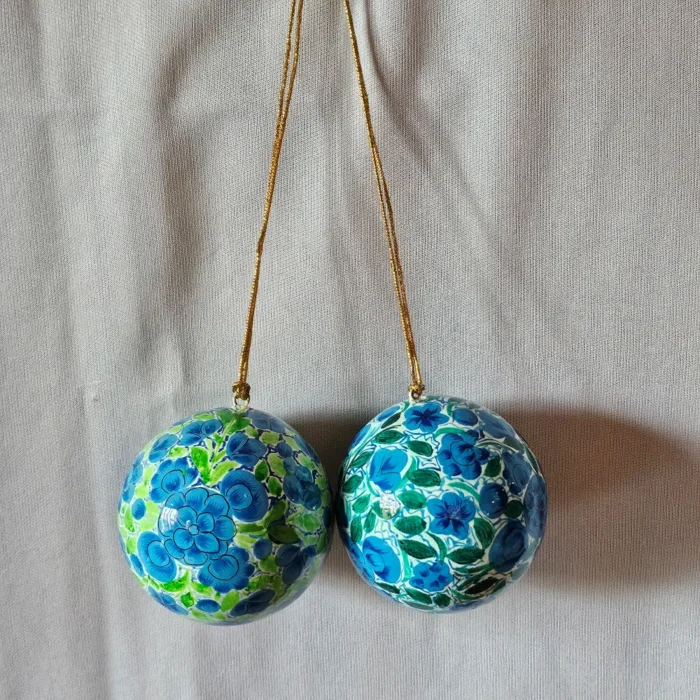 Kashmiri Paper Machie Craft Balls – Set of 2 - Image 2