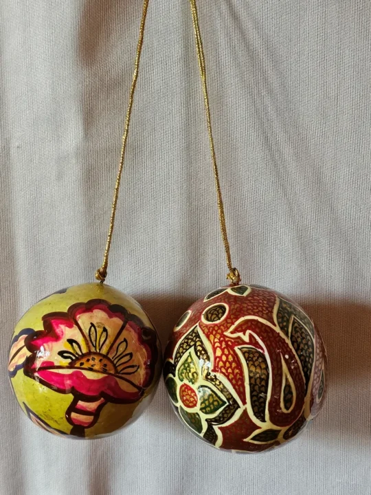 Set of 2 Kashmiri Paper Machie Decorative Balls – Handcrafted