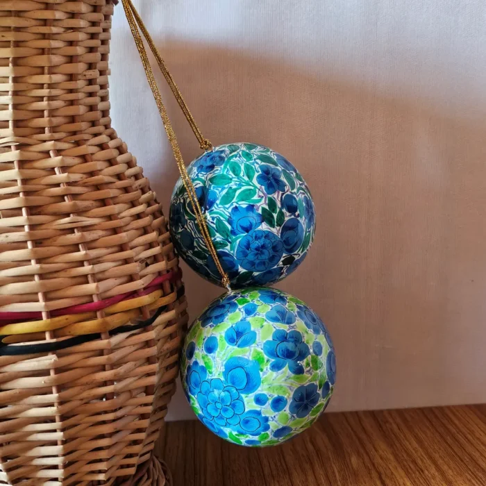 Kashmiri Paper Machie Craft Balls – Set of 2 - Image 4