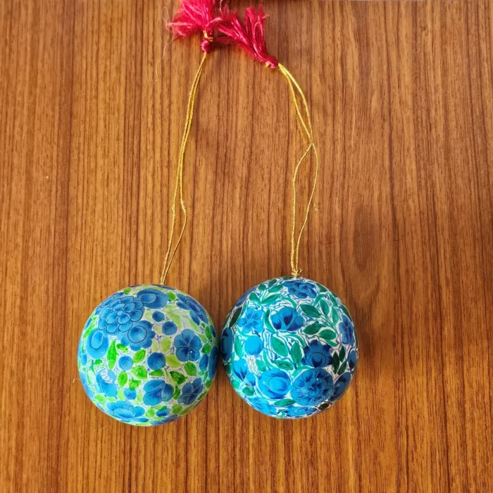 Kashmiri Paper Machie Craft Balls – Set of 2 - Image 3
