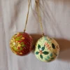 Kashmir-Made Paper Machie Ball Set – Floral Painted (Set of 2)
