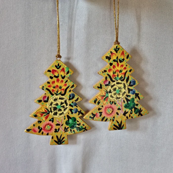 Set of 2 Kashmiri Paper Machie Christmas Trees