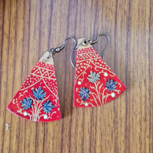 Kashmiri Paper Machie Red Earrings (Pair)