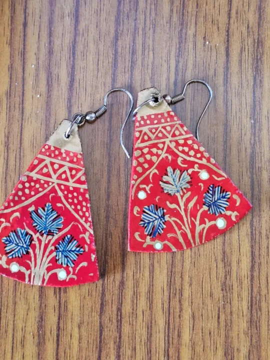 Kashmiri Paper Machie Red Earrings (Pair)