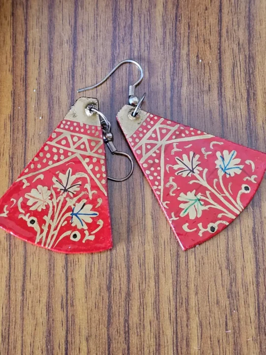 Kashmiri-Made Red Earrings in Pair – Paper Machie Craft