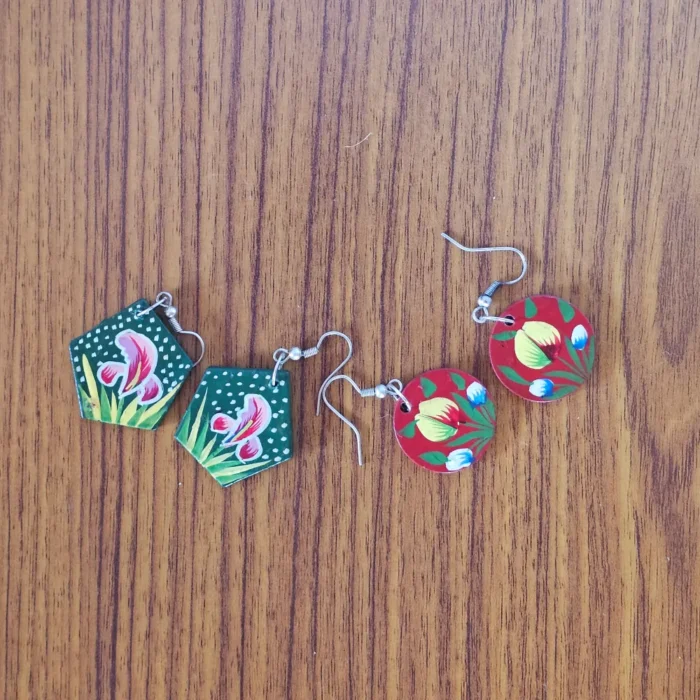 Set of 2 Pairs – Kashmiri Paper Machie Earrings - Image 4