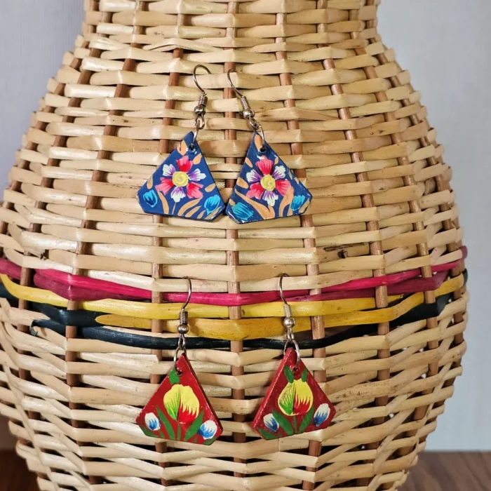 Kashmiri Paper Machie Earrings in Twin Pair Combo - Image 3