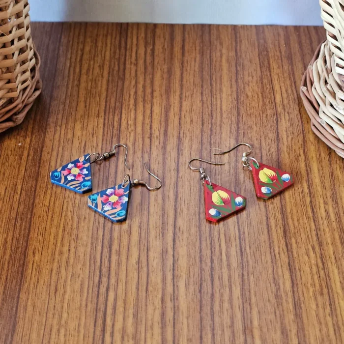 Kashmiri Paper Machie Earrings in Twin Pair Combo - Image 2