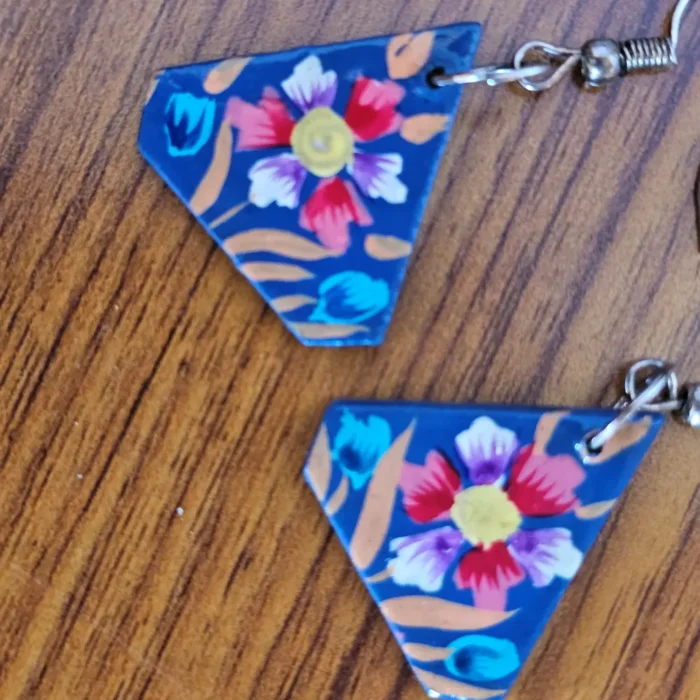 Kashmiri Paper Machie Earrings in Twin Pair Combo - Image 4