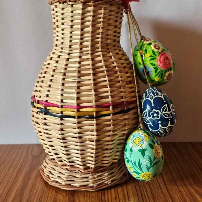 Kashmiri Paper Machie Decorative Egg Set – Handcrafted (Set of 3) - Image 2
