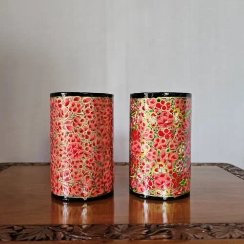 Pair of Kashmiri Paper Machie Pen / Brush Holder