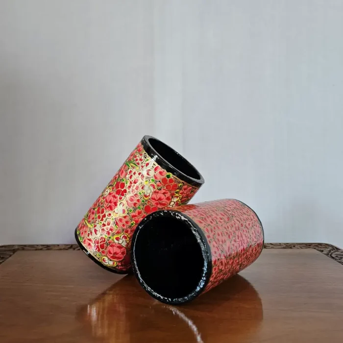 Pair of Kashmiri Paper Machie Pen / Brush Holder - Image 2