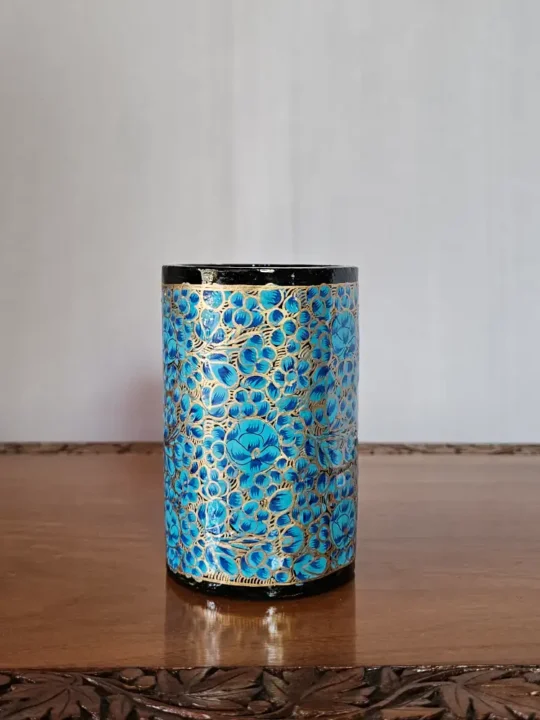 Kashmiri Paper Machie Brush Holder with Floral Motifs