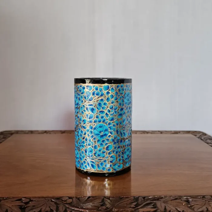Kashmiri Paper Machie Brush Holder with Floral Motifs