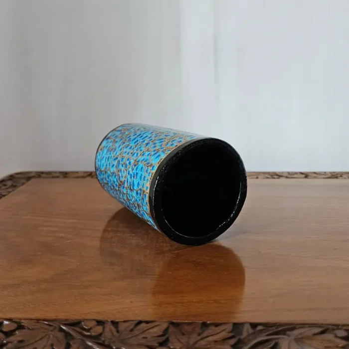 Kashmiri Paper Machie Brush Holder with Floral Motifs - Image 2