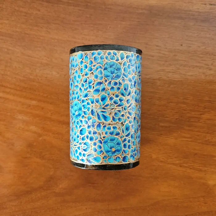 Kashmiri Paper Machie Brush Holder with Floral Motifs - Image 3