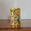 Kashmiri Paper Machie Yellow Pen Stand in Classic Paisley Design