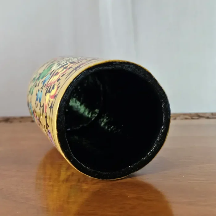 Kashmiri Paper Machie Yellow Pen Stand in Classic Paisley Design - Image 4