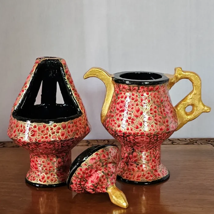 Kashmiri Paper Machie Decorative Set – Samavar and Kangri - Image 2