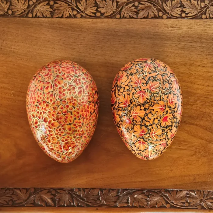 Kashmiri Paper Machie Mango Shaped Box – Set of 2 - Image 3