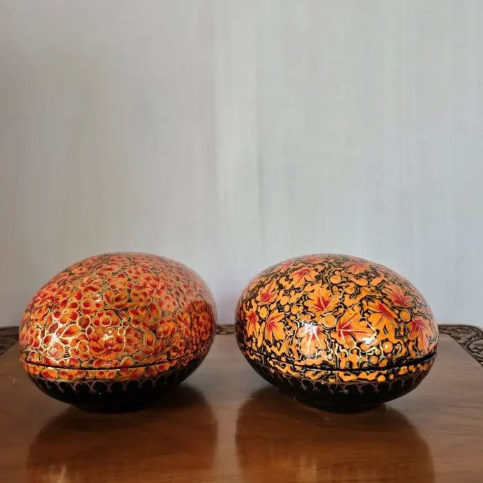 Kashmiri Paper Machie Mango Shaped Box – Set of 2 - Image 4