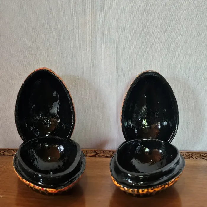 Kashmiri Paper Machie Mango Shaped Box – Set of 2 - Image 7
