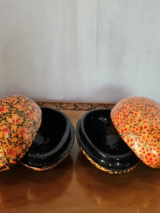 Kashmiri Paper Machie Mango Shaped Box – Set of 2