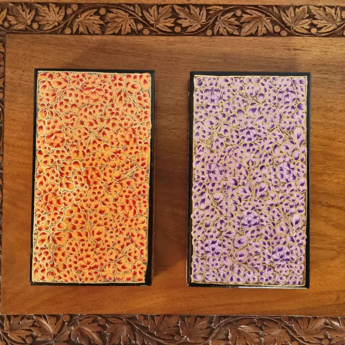 Set of 2 Kashmiri Paper Machie Rectangular Flat Boxes - Image 5