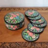 Kashmiri Black Paper Machie Round Coaster Box