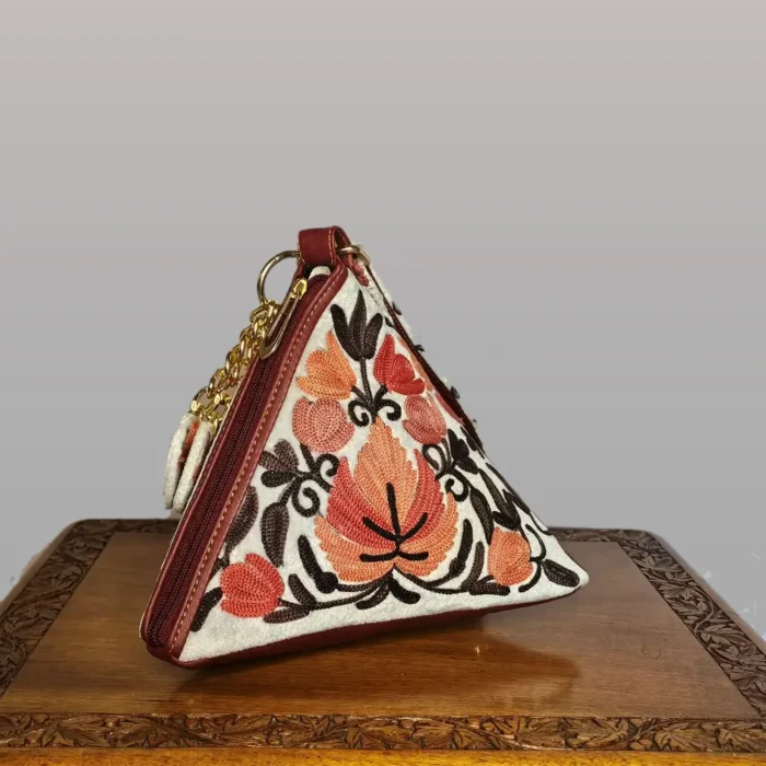 Kashmiri Greyish Potli Bag with Kashmiri All-over Aari - Pahalgam Collection