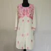 White and Pink Kashmiri Designer Kurti With Aari Embroidery -Dal Jheel