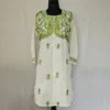 Kashmiri White and Green Designer Kurti With Aari Embroidery -Dal Jheel