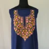 Kashmiri Dark Blue Cotton Suit Fabric 2PC With Aari Embroidered Neck - Zohra