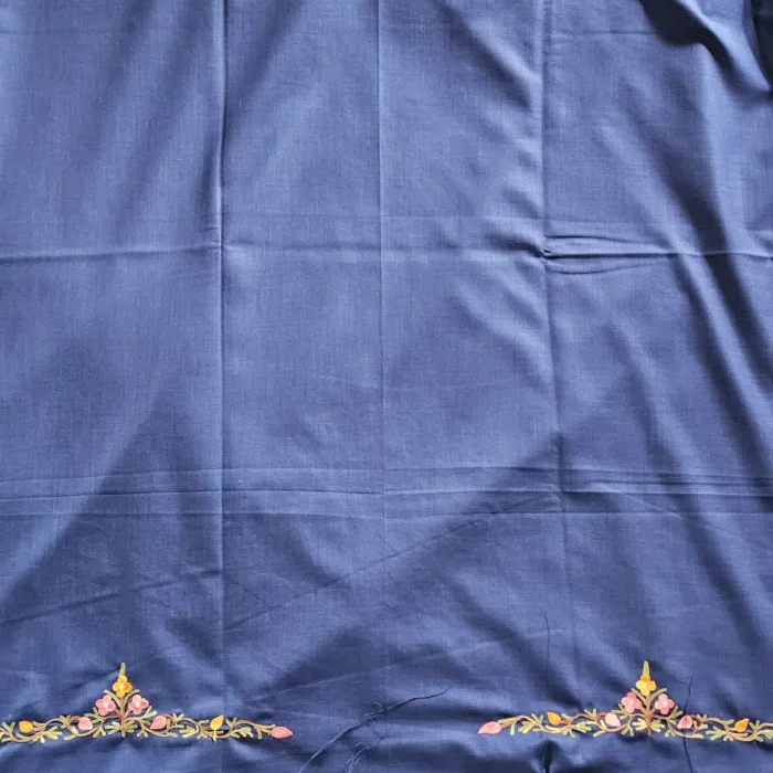 Kashmiri Dark Blue Cotton Suit Fabric 2PC With Aari Embroidered Neck - Zohra - Image 4