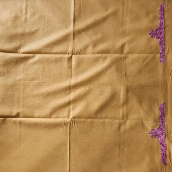 Mustard Color Kashmiri Cotton Suit Fabric 2PC With Aari Embroidered Neck - Zohra - Image 4